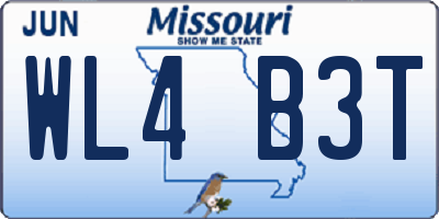 MO license plate WL4B3T