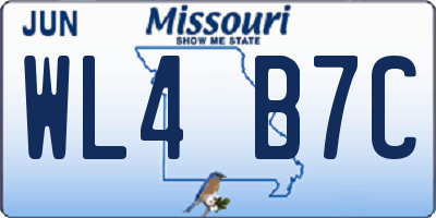 MO license plate WL4B7C