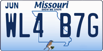 MO license plate WL4B7G