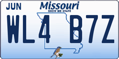 MO license plate WL4B7Z