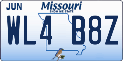 MO license plate WL4B8Z