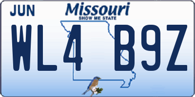 MO license plate WL4B9Z
