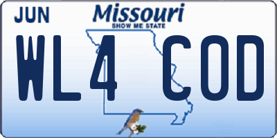 MO license plate WL4C0D