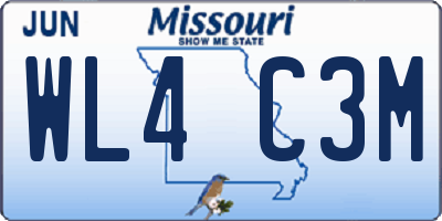 MO license plate WL4C3M