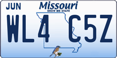 MO license plate WL4C5Z