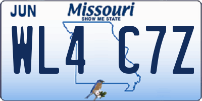 MO license plate WL4C7Z
