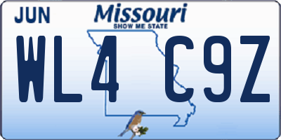 MO license plate WL4C9Z