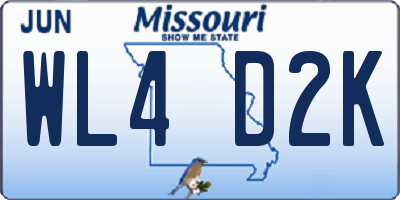 MO license plate WL4D2K
