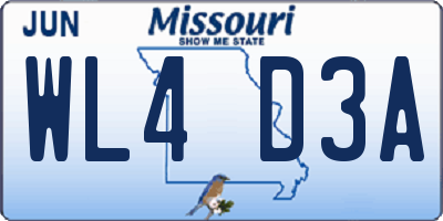 MO license plate WL4D3A