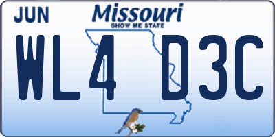 MO license plate WL4D3C