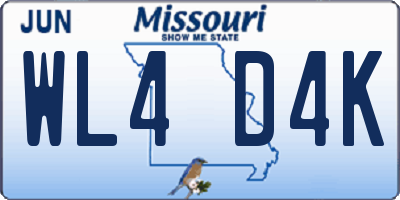 MO license plate WL4D4K