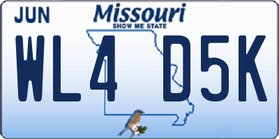MO license plate WL4D5K