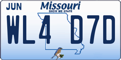 MO license plate WL4D7D