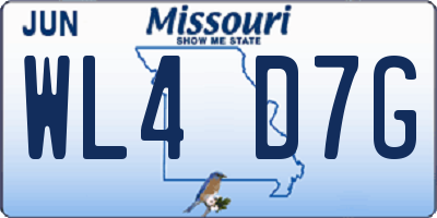 MO license plate WL4D7G