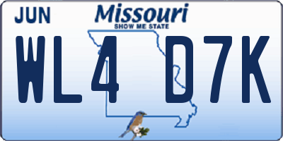 MO license plate WL4D7K