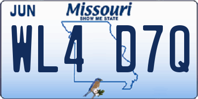 MO license plate WL4D7Q