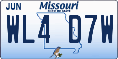 MO license plate WL4D7W