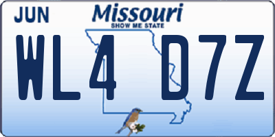 MO license plate WL4D7Z