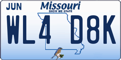 MO license plate WL4D8K