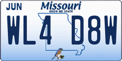 MO license plate WL4D8W