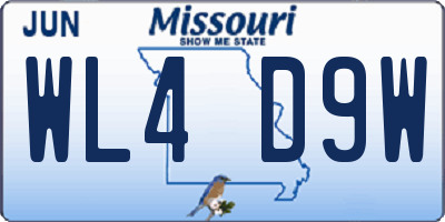 MO license plate WL4D9W