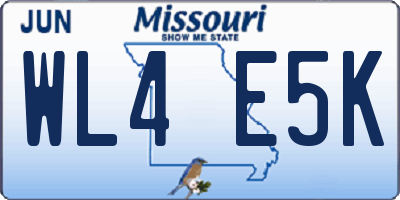 MO license plate WL4E5K
