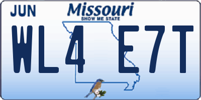 MO license plate WL4E7T