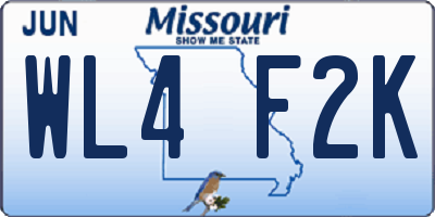 MO license plate WL4F2K