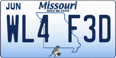 MO license plate WL4F3D