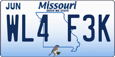 MO license plate WL4F3K