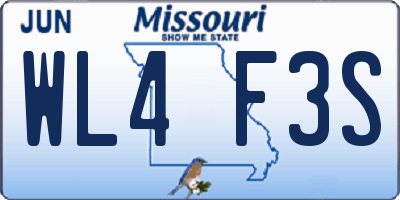 MO license plate WL4F3S