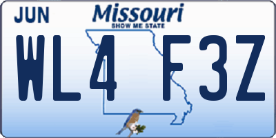 MO license plate WL4F3Z