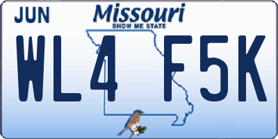 MO license plate WL4F5K