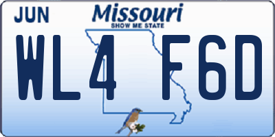 MO license plate WL4F6D