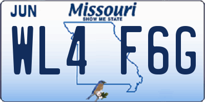 MO license plate WL4F6G