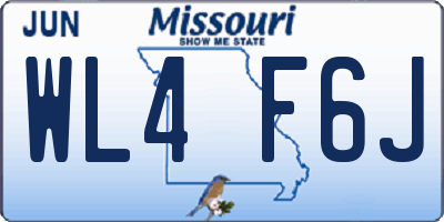 MO license plate WL4F6J
