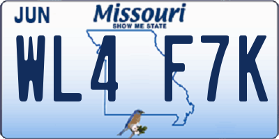 MO license plate WL4F7K
