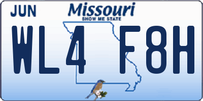 MO license plate WL4F8H