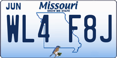 MO license plate WL4F8J