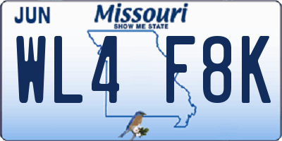 MO license plate WL4F8K