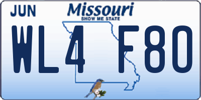 MO license plate WL4F8O