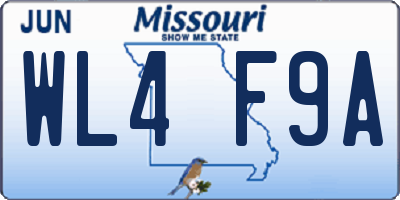 MO license plate WL4F9A