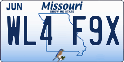 MO license plate WL4F9X