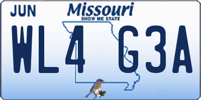MO license plate WL4G3A