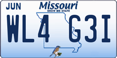 MO license plate WL4G3I