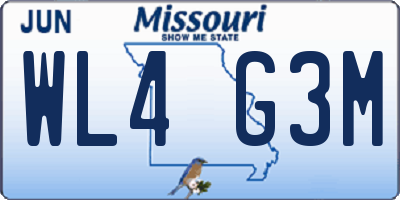 MO license plate WL4G3M