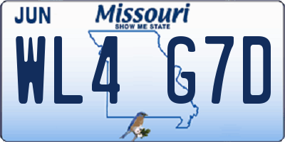 MO license plate WL4G7D