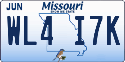 MO license plate WL4I7K
