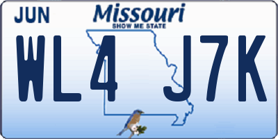 MO license plate WL4J7K