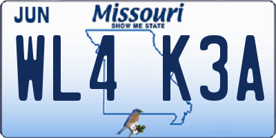 MO license plate WL4K3A